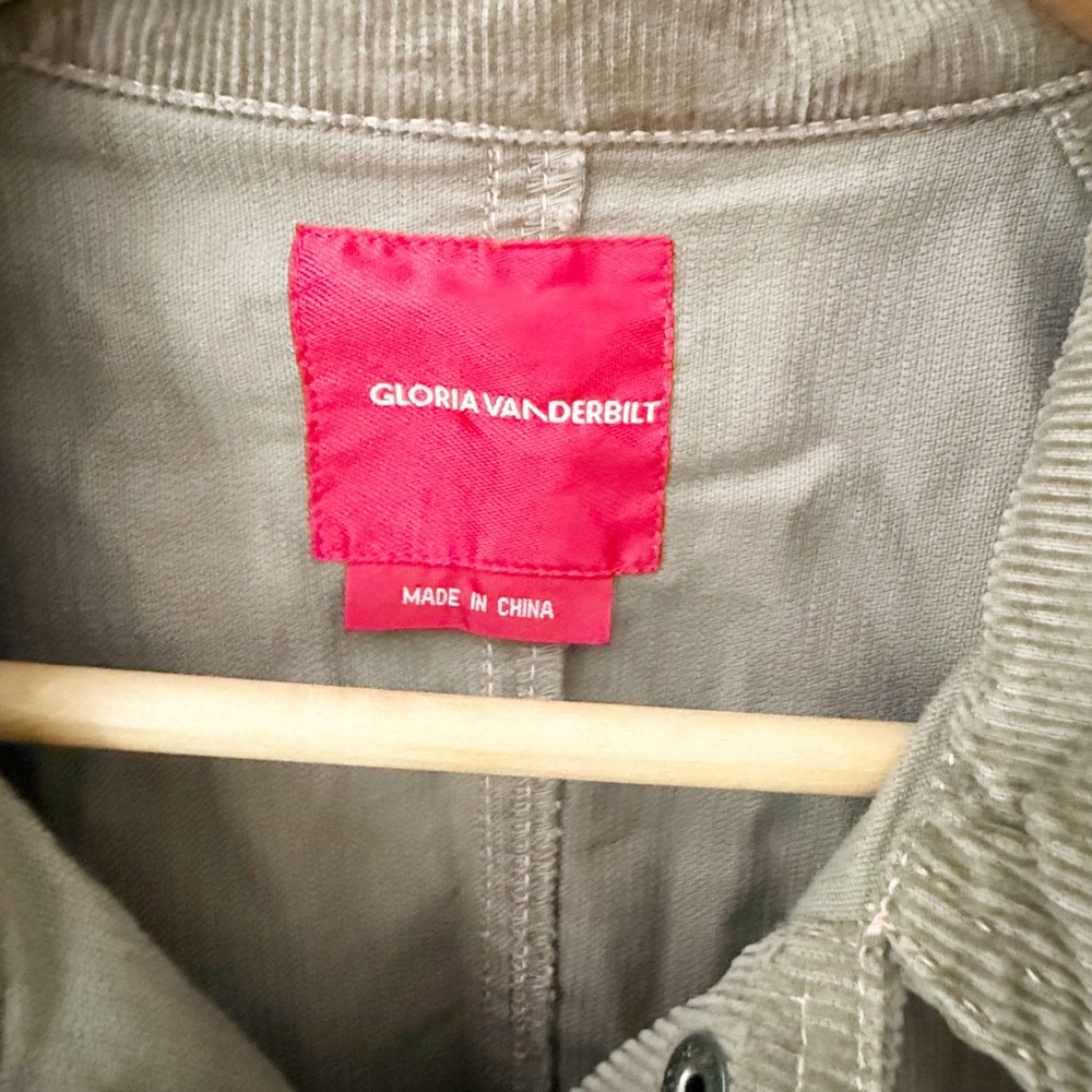 Gloria Vanderbilt Tan Corduroy Belted Utility Jacket Large Retro Western Casual - Picture 8 of 11